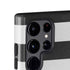 Black And White Striped Heart Galaxy S25 Ultra Impact Case